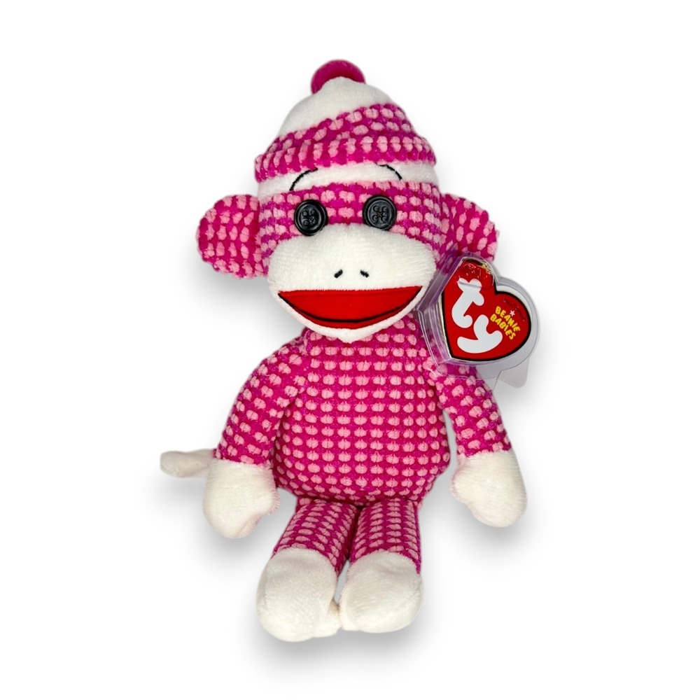 Socks the Pink Sock Monkey | Pretty in Pink | Mint Heart Tag TY Beanie Baby